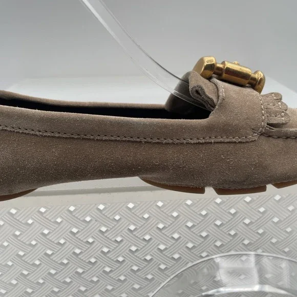 Burberry Shoes Women 6 Flats Driving Beige Loafer Leather Moccasin Buckle Strap - Picture 8 of 10